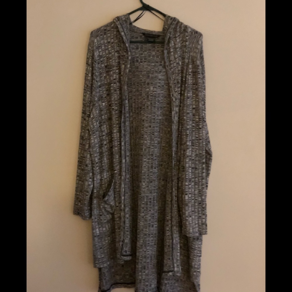 Grey Toned light fabric hooded cover up